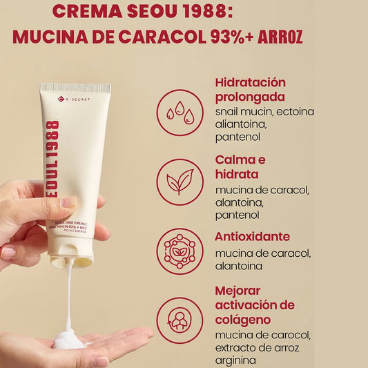 K-SECRET - Seoul 1988 Crema Snail Mucin 93% +Rice