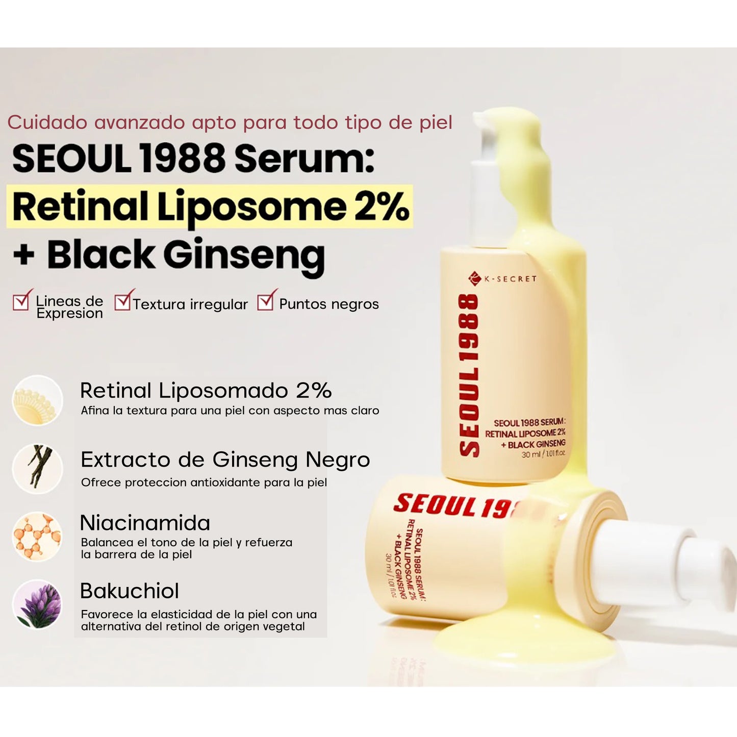 Sérum antiarrugas retinal 2% + ginseng negro