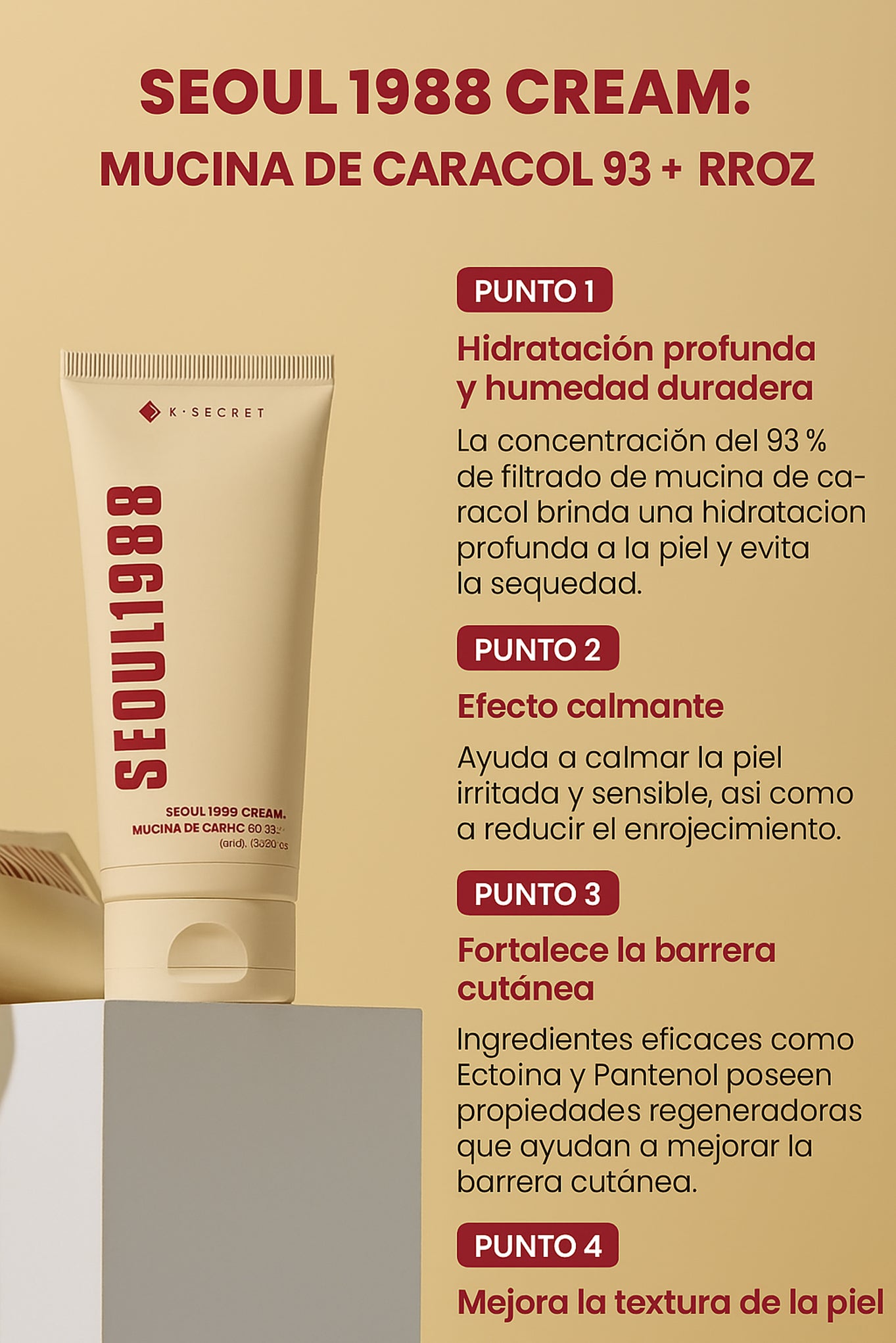Crema regeneradora Snail 93% + Rice